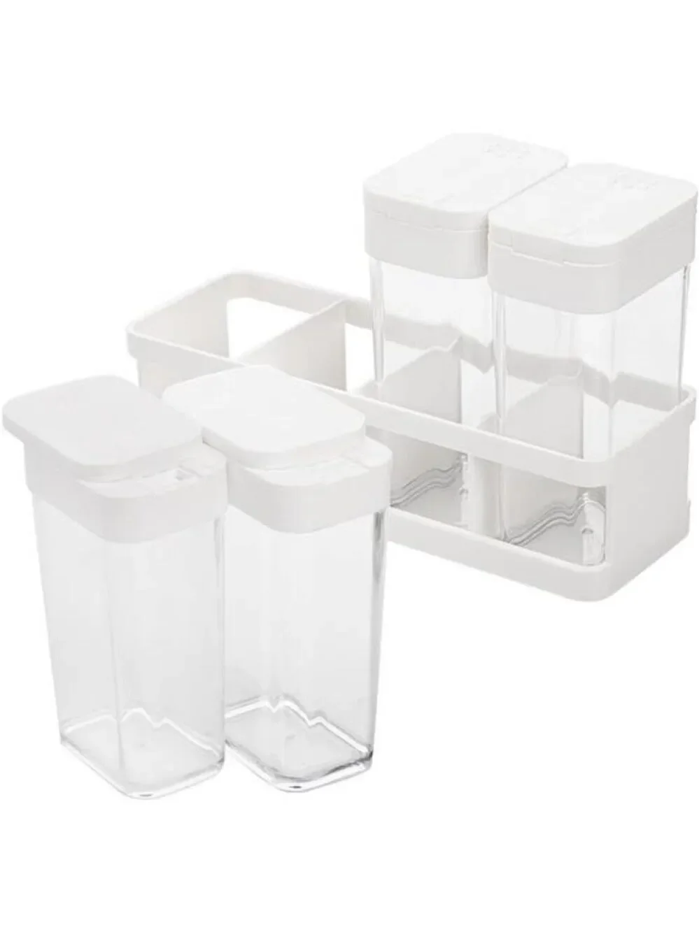 Set of 12 plastic spice shaker jars with lids seasoning containers kitchen stora